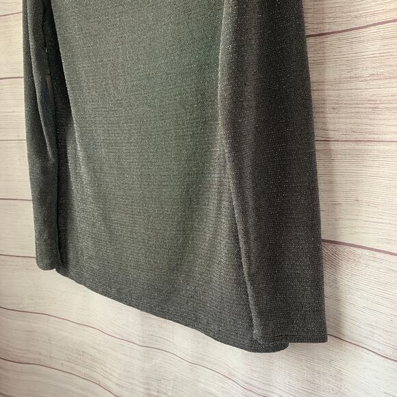 Banana Republic Gray Metallic Shimmer Blouse Long Sleeve Size Large - Picture 16 of 16